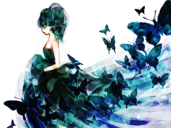 Картина девушка с бабочками