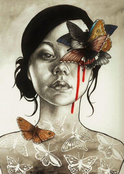 Девушка с бабочками картинки