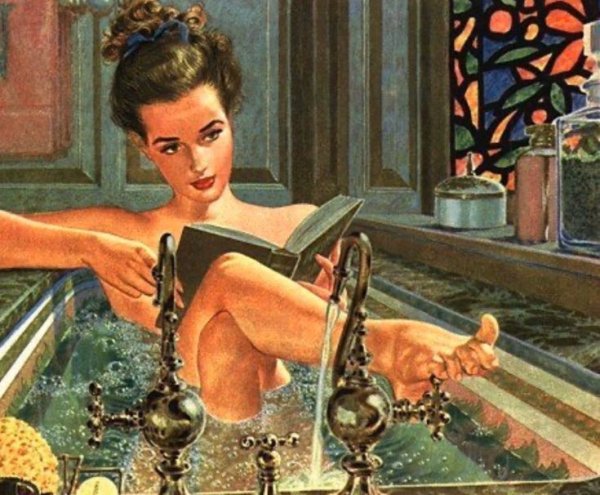 Картина девушка в ванной