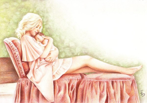 Девушка с младенцем картина