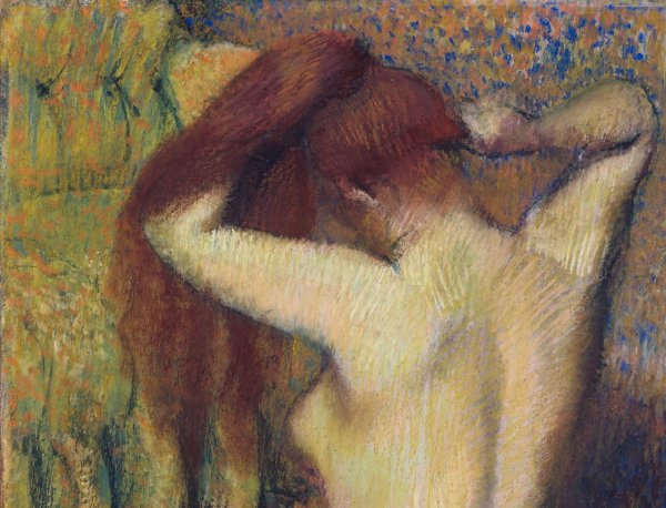 Женщина расчесывает волосы живопись