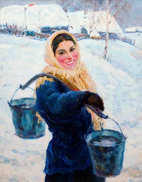 Картина женщина с коромыслом
