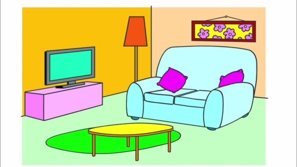 Гостиная карточки для детей