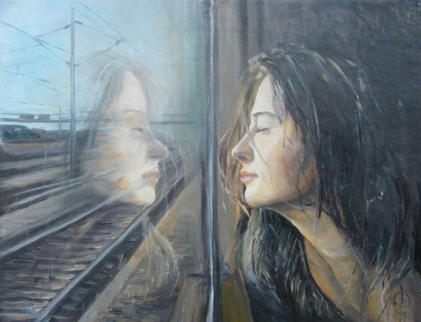 Человек в поезде арт