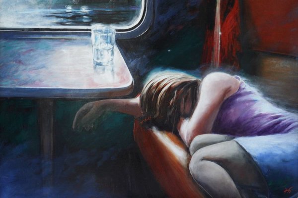 Женщина в поезде живопись