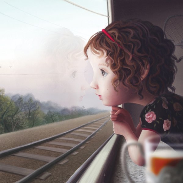 Девочка в окне поезда
