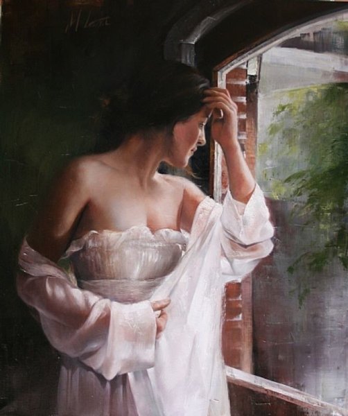 Девушка в поезде живопись