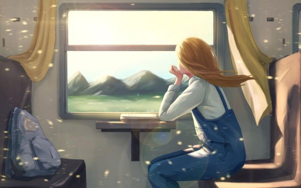 Девушка в поезде у окна