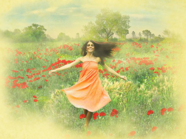 Бегущая девушка живопись