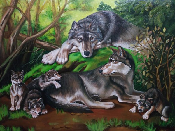 Картина Волчья семья художник