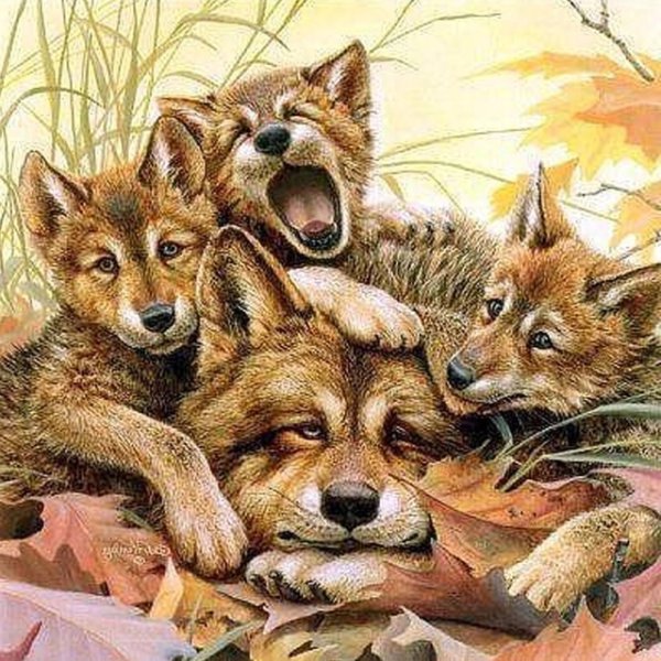 Вышивание крестиком семья Волков