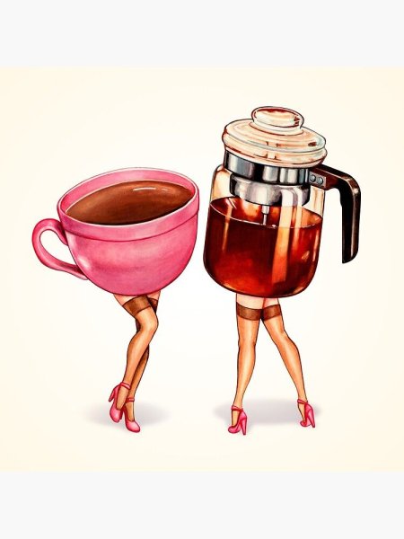 Девушка с кофе мультяшная