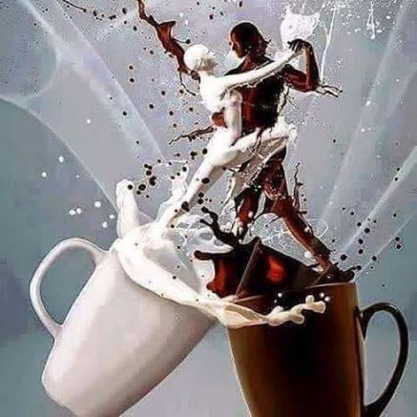 Девушка с кофем рисунок