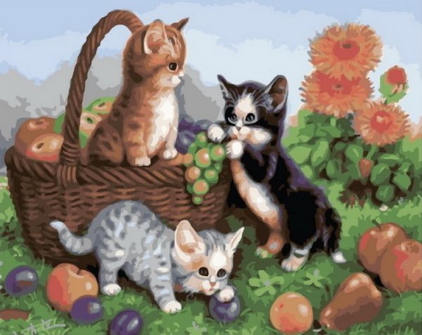 Кошка с котятами для детского сада