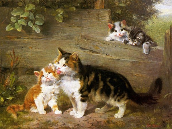 Кошка с котятами Веретенникова картина