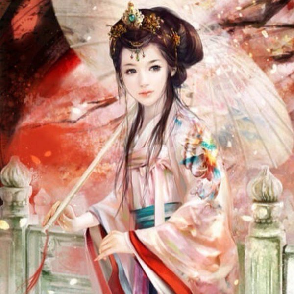 Японская живопись девушки