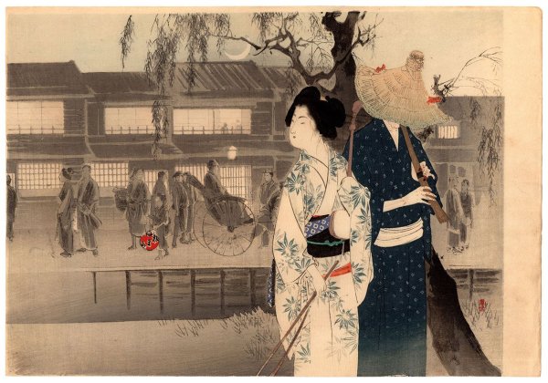 Японская живопись Самураи и гейши