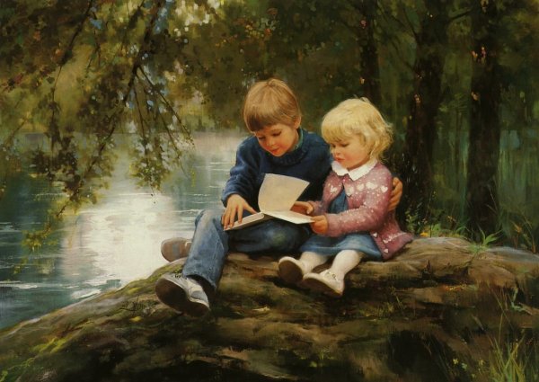 Влюбленные на берегу моря живопись