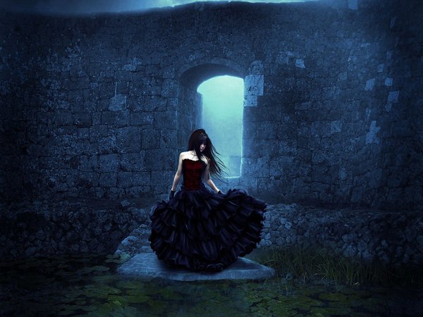 Черное платье Готическая живопись