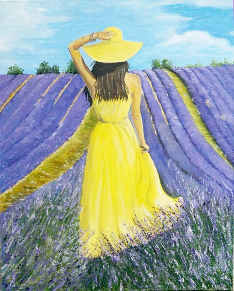 Девушка в лавандовом поле картина