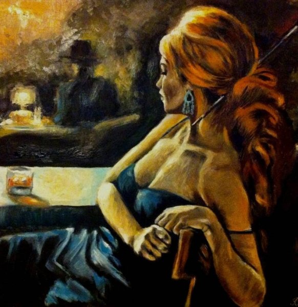 Одинокая женщина живопись