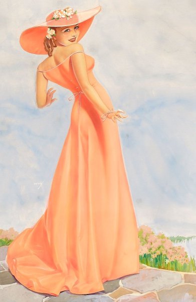 Девушка в оранжевом платье