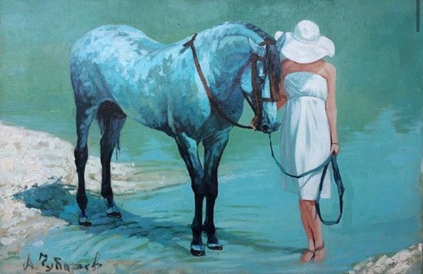 Девушка с лошадью живопись