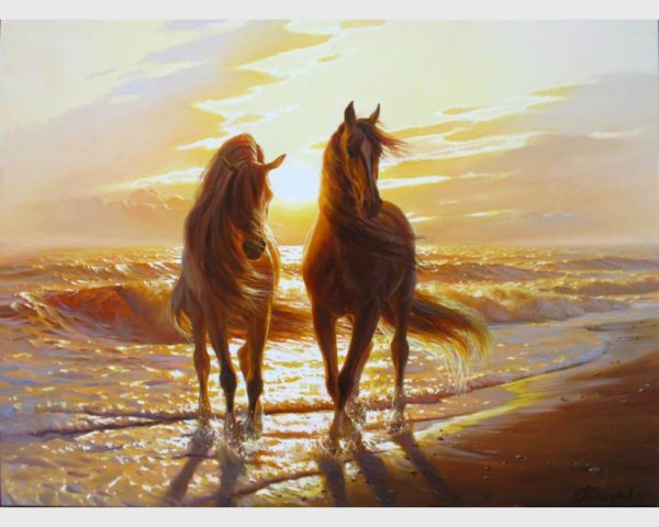Лошади. Британский художник Петер Смит .