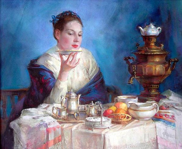 Лучанова Полина живопись чаепитие