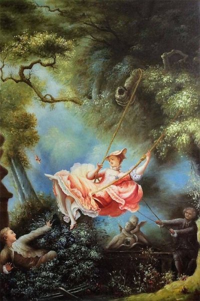 Качели (счастливые возможности качелей), Жан Оноре Фрагонар, (1767).