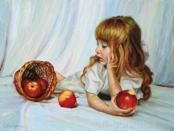 Игорь Казарин художник девочка с яблоками