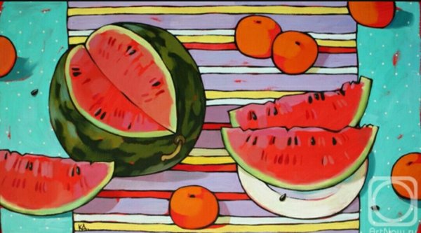 Арбуз гуашью