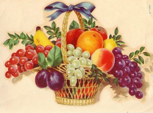 Натюрморт корзина с фруктами