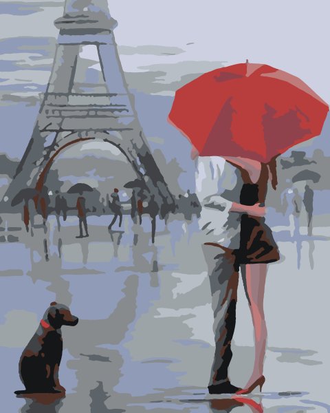 Эйфелева башня и красный зонт