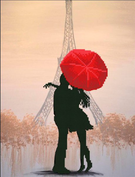 Влюбленные под зонтом в Париже