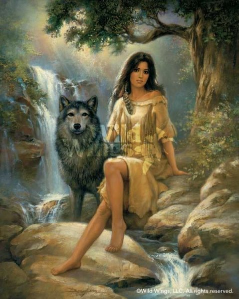 Индейская девушка и волк