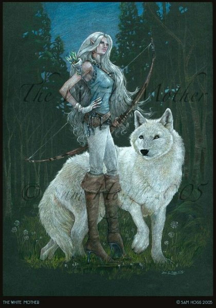 Девушка и волк фэнтези арт