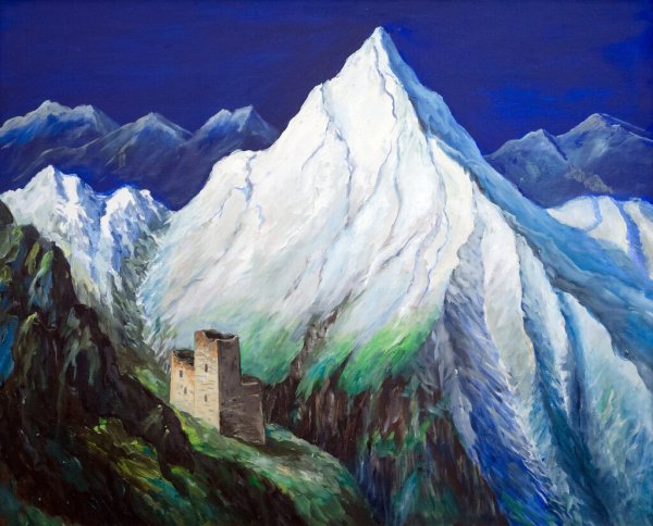 Горы Кавказа Казбек рисунок