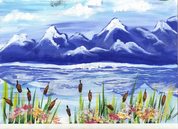 Горы гуашь правополушарное