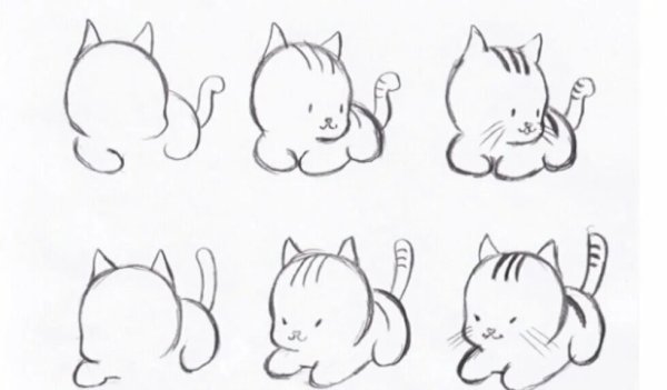Лёгкий рисунок котёнка для срисовки
