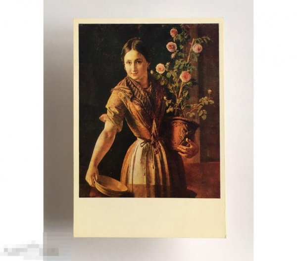 Василий Тропинин девушка с горшком роз