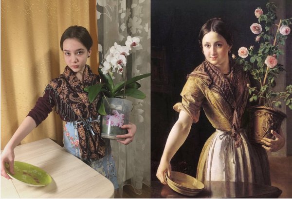 Василий Андреевич Тропинин девушка с горшком роз