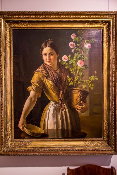 Василий Андреевич Тропинин девушка с горшком роз