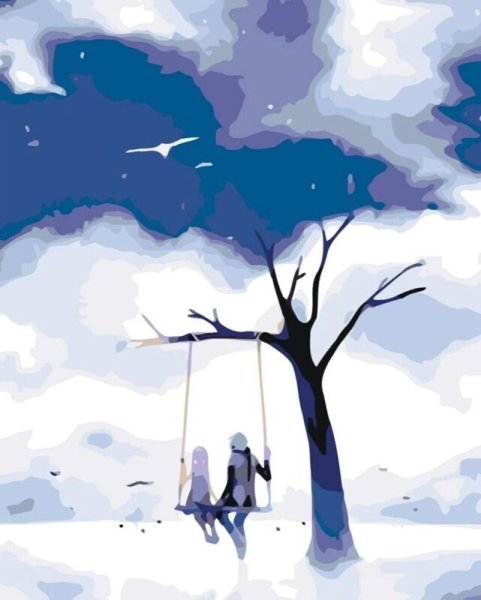 Парень и девушка на качелях