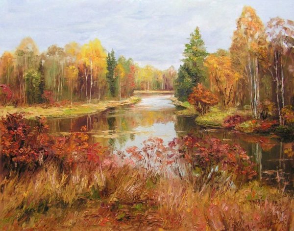 Осенние березы живопись