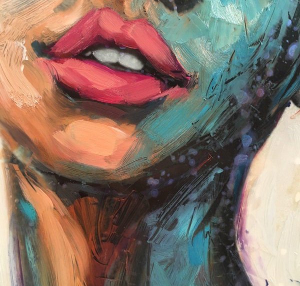 Губы маслом на холсте