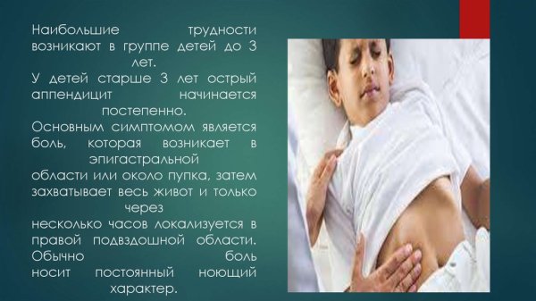 Боль в животе при аппендиците у детей