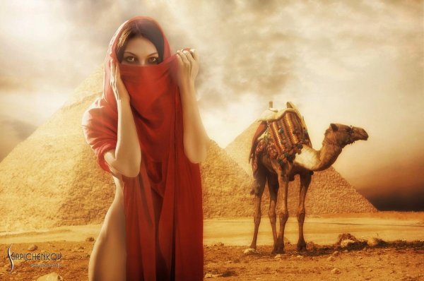 Восточная девушка в пустыне