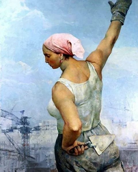 Художник Владимир Серов "строительница"