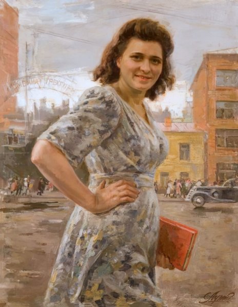 Художник Владимир Серов "строительница"